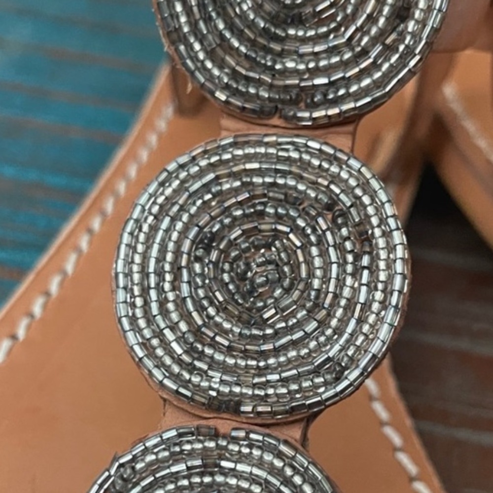 Laidback London Anthropologie handmade leather sandals beaded design Size 39 - Picture 5 of 14